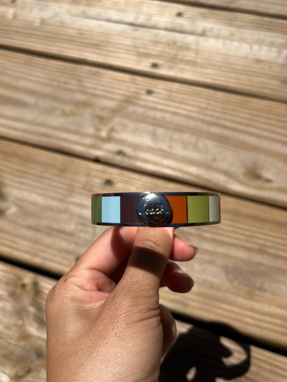 Coach multicolored squares bracelet with latch